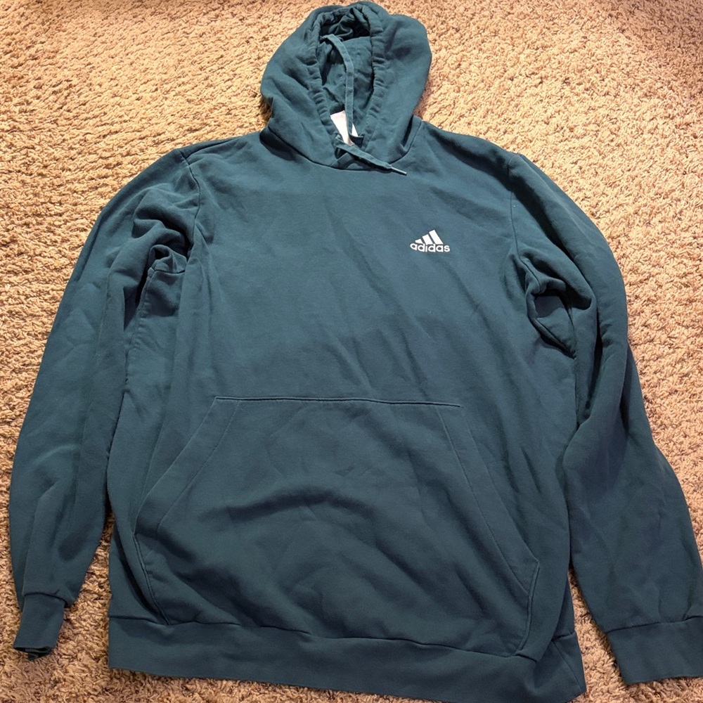 Adidas Men's teal Hoodie with Logo